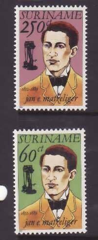 Surinam-Sc#930-1- id8-unused NH set-Shoe Lasting machine-1992-
