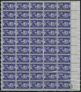 1953 General George S. Patton Sheet of Fifty 3 Cent Postage Stamps Scott 1026