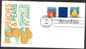 USA 1995 Mi.Nr. 2603 / 4 Fruits Peaches and Pear FDC
