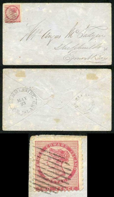 PRINCE EDWARD Is SG22 1862 2d rose compound perf of 11 and 11.5-12 on Cover