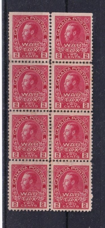 CANADA # MR2 VF-MNG KGV ADMIRAL 2cts WAR TAX BLOCK OF 8  CAT VALUE $200