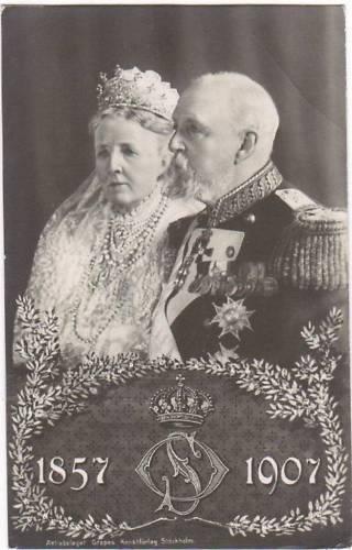 Sweden Sc 58 on 1907 50th Anniv of Oscar & Sofia PPC