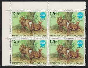 Malagasy Rep. Sika Deer Fauna Okinawa Expo Corner Block of 4 1975 MNH SG#324