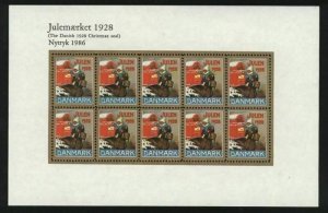 Denmark.  Christmas Seal Souvenir Sheet 1928/86 Reprint. Mnh. Mailbox,Children