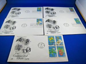 U.S. FIRST DAY COVER SETS - SET of 5 - 1979 OUR ENDANGERED FLORA       (FDC-13x)