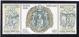 Vatican City 1982 1000 l Strip of 3 Robbia, Scott 709a MNH, value = $3.50