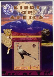 Malawi Birds of Africa Sagittarius Serpentarium Souvenir Sheet Mint NH