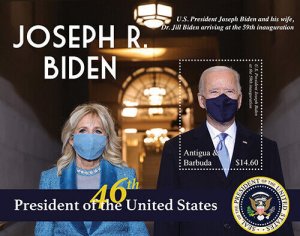 Antigua 2021 - President and First Lady Joe and Jill Biden - Souvenir Sheet MNH