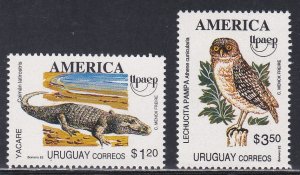 Uruguay # 1504-1505, America Issue - Caiman & Owl, Mint NH 1/2 Cat