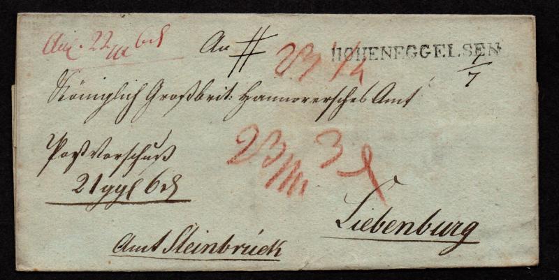 $German Stampless Cover, Hoheneggelsen-Liebenburg (56mm x 5mm) (No Franko)