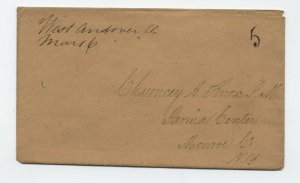 1850s West Andover Ohio manuscript stampless cover to Parma Center NY [5250.150]