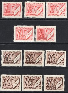 Thematic stamps SLOVAKIA 1942 DUES 11v BETWEEN d89/103 mint