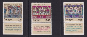 Israel #484-486 MNH 1972  with tab.  Passover