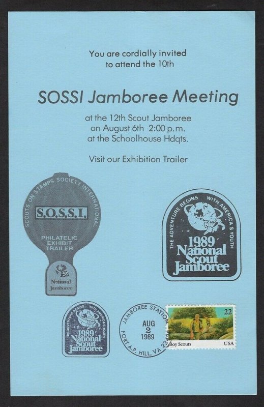 1989 Boy Scout National Jamboree Fort AP Hill SOSSI Meeting invite card