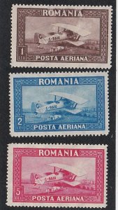 Romania # C1-3, Airplanes, No Gum, 1/3 Cat.