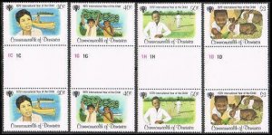 Dominica 613-616 gutter, MNH. Michel 625-628. IYC-1979. Canoe, Bananas, Rabbits.