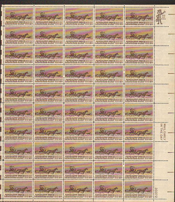 US #1360 Mint Sheet Cherokee Strip 