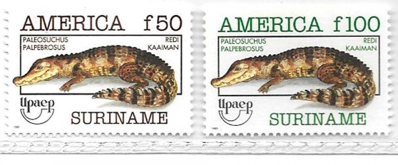 #6015 SURINAME UPAEP AMERICA 1993 FAUNA REPTILS CAYMANS YV 1300-1 MNH