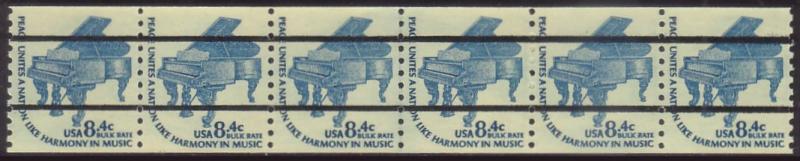 #1615Cd Piano 8.4 Bureau Precancel DG Line Pair Strip 6 MNH