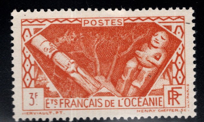 French Polynesia Scott 113 MH* stamp from the 1939-40 Long set