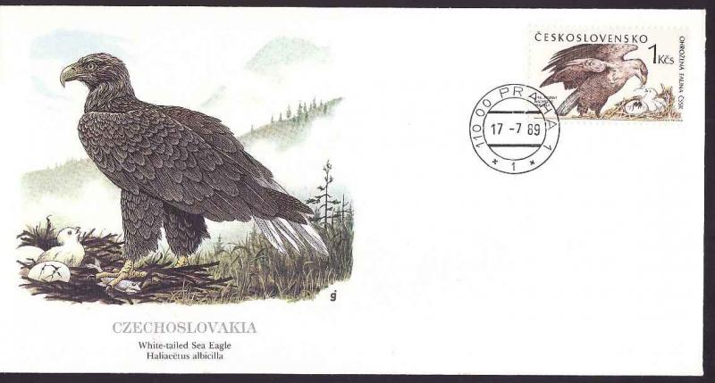 D1-Birds-FDC-Czechoslavakia-White Tailed Sea Eagle-1989-