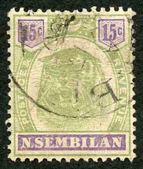 Negri Sembilan SG11 1895 15c green and violet Fine used