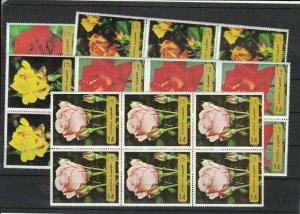 Fujeira Pretty Roses Mint Never Hinged Stamps Blocks Ref 27807