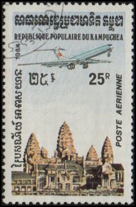 Cambodia C58 - Cto- 25r Jet/Angkor Wat (Poste Aerienne to right)(1984)(cv $4.30)