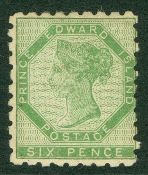 SG 4 Prince Edward Island 1861. 6d yellow-green, perf 9. A fine fresh mounted...