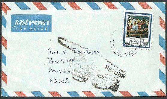 NORFOLK IS 1995 cover to NIUE, returned to sender..........................42660