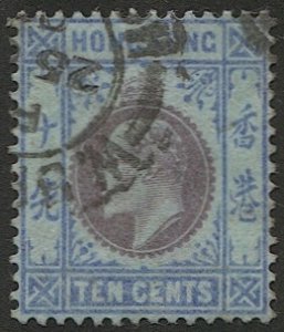 HONG KONG 1904 10c KE Sc 94, Used VF, light cancel