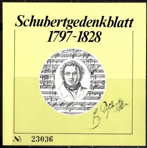 1978 Austria Commemorative Sheet Franz Schubert Memorial Sheet