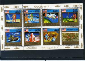 AJMAN 1973 Mi#2669-2676A SPACE RESEARCH/APOLLO 17 SHEET OF 8 STAMPS  MNH 