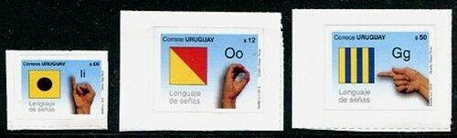 HERRICKSTAMP URUGUAY Sc.# 2369, 2371-72 Sign Language - I, G, O Self-Adhesive