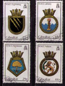 GIBRALTAR Sc# 492 - 495 USED FVF Set4 Royal Naval Crests