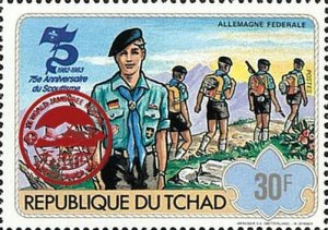 Chad 1983 Imperf. 75th Anniversary Of Scouting / Surcharge Red Full No.-