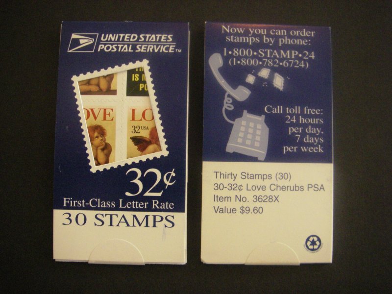 BK236, Scott 3030b, 32c Cherub, Makeshift MDI Booklet, Pos 14/12 No 3628X Invert