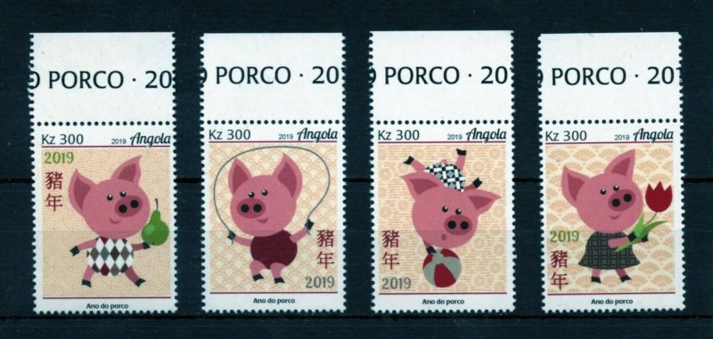 ANGOLA 2019 YEAR OF THE PIG  SET  MINT NEVER HINGED 