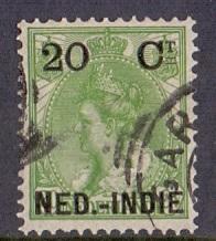 Netherlands Indies  #34   1900 used  Wilhelmina 20 ct  surcharge