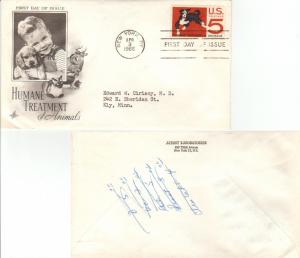 United States Scott 1307 Typewritten Address with small crease at bottom left...