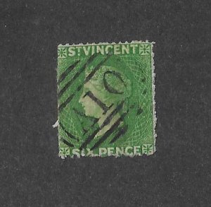 St Vincent Sc #1B  6p green  used Fine