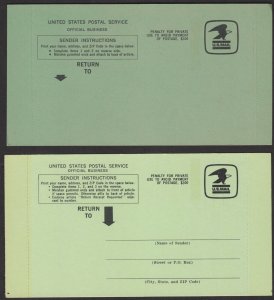1973 and 1977 PHOSPHOR-TAGGED USPS PENALTY RETURN RECEIPT CARDS, MINT