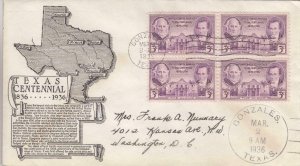 1936, 100th Anniv. Texas Statehood, Anderson, FDC (E8471)