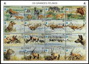 Angola 1996 - Wild Animals - Sheet of 16 Stamps - Scott #961 - MNH