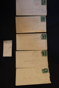 5 US covers from Almont MI w/O cancels on 158 or 184 (#1793)