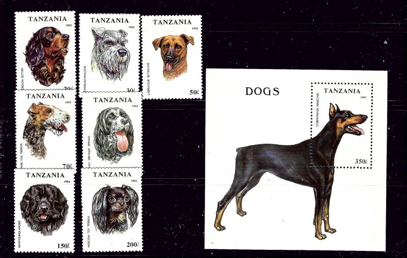 Tanzania 1144-51 MNH 1993 Dogs complete   #2