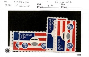 United States Postage Stamp, #C89-C90 Mint NH (2 Ea), 1976 Airplane (AE) 