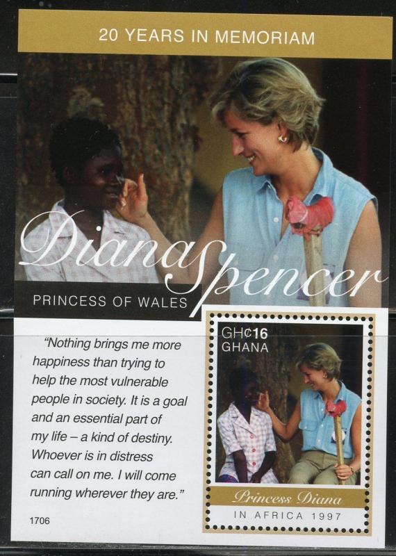 GHANA 2017 20th MEMORIAL ANNIVERSARY OF PRNCESS DIANA S/S I  MINT NH