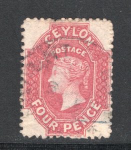 Ceylon #50a     VF, Used, 4p carmine rose, CV $275.00 .....  1290035