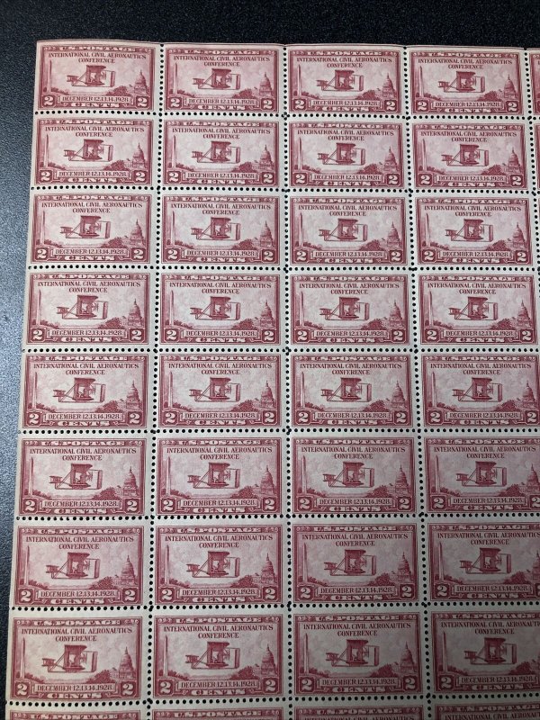 US #649 Wright Airplane 2 Cent sheet of 50, - VF / MNH